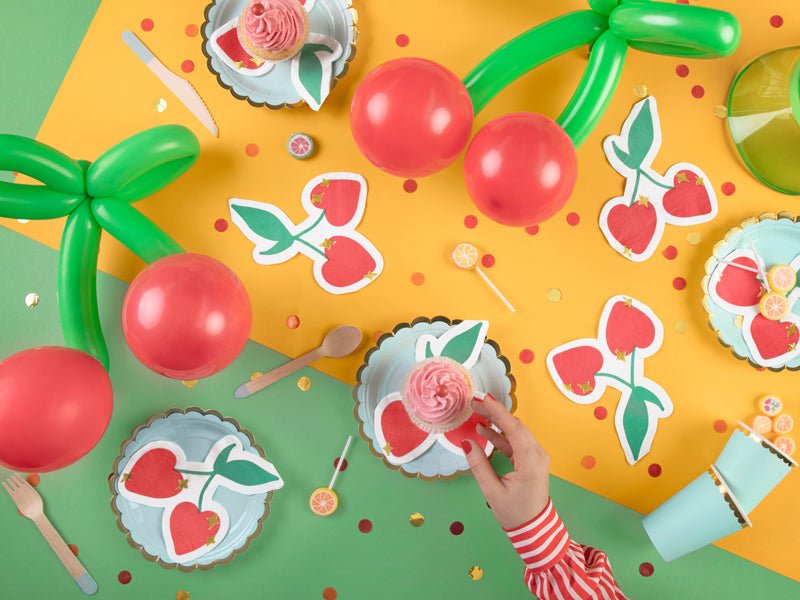 PartyDeco Popierinės servetėlės „Vyšnios“, 13,5 x 16 cm - Uogų kopos