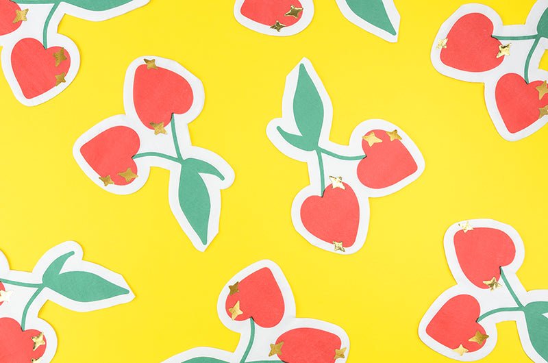 PartyDeco Popierinės servetėlės „Vyšnios“, 13,5 x 16 cm - Uogų kopos