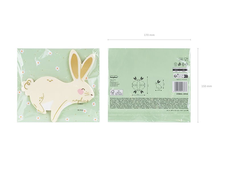 PartyDeco Popierinės servetėlės „Zuikutis“, 14 x 15 cm - Uogų kopos