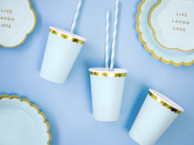 PartyDeco Popieriniai puodeliai, 220 ml - Mėlyna - Uogų kopos