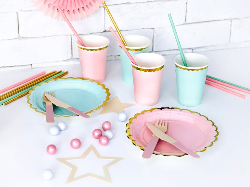 PartyDeco Popieriniai puodeliai, 220 ml - Mėtinė - Uogų kopos