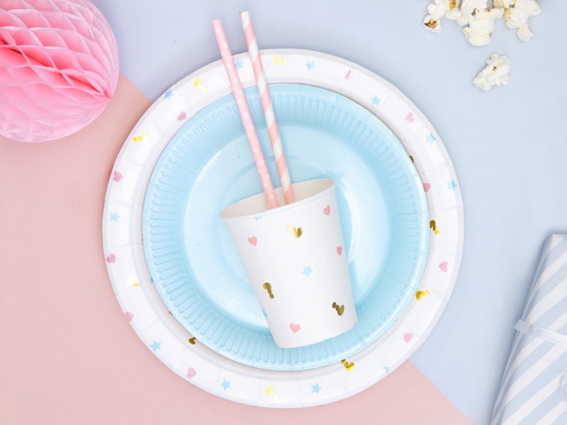 PartyDeco Popieriniai puodeliai „Boy or Girl“, 200 ml - Uogų kopos