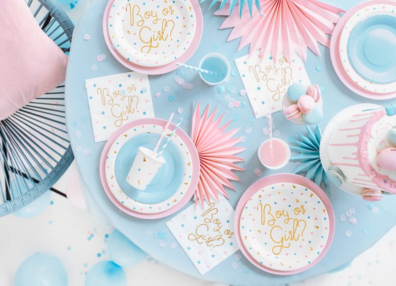 PartyDeco Popieriniai puodeliai „Boy or Girl“, 200 ml - Uogų kopos