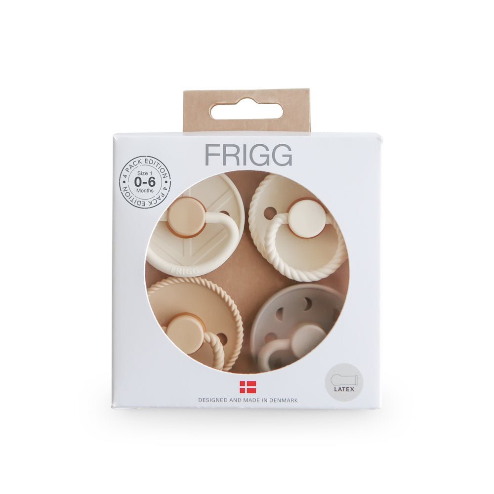 FRIGG Rope/Little Viking čiulptukai 4vnt. - apvalūs lateksiniai - Cream - 2 dydis - Uogų kopos
