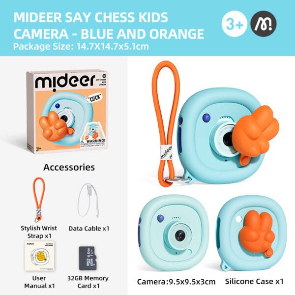 Mideer „Say Cheese" vaikiška kamera – Blue/Orange - Uogų kopos