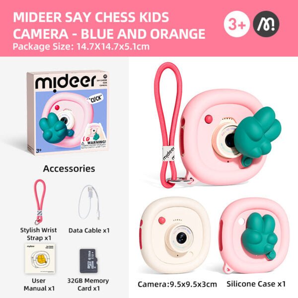 Mideer „Say Cheese" vaikiška kamera – Pink/Green - Uogų kopos