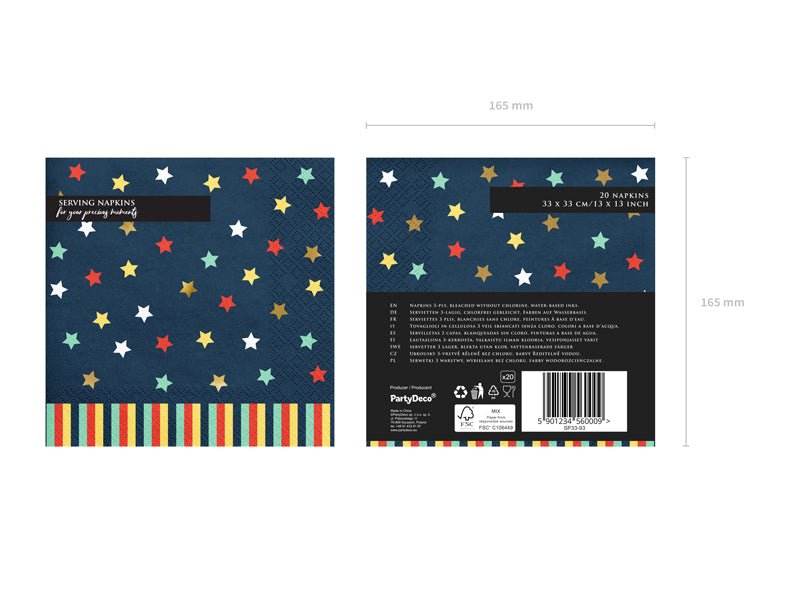 PartyDeco Servetėlės „Žvaigždės“, 33 x 33 cm - Uogų kopos