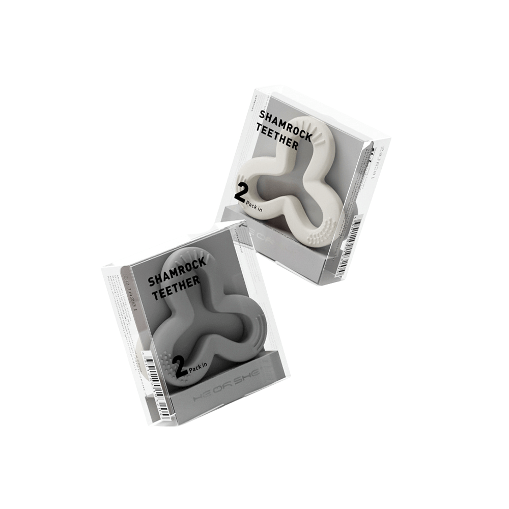 HEORSHE Shamrock silikoninis kramtukas 2vnt. - Balta+Pilka - Uogų kopos