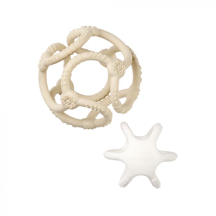 NATTOU Silikoninis kamuoliukas, barškutis/kramtukas - Smėlinė - Uogų kopos