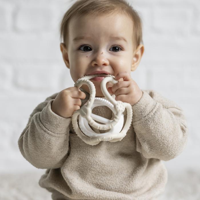 NATTOU Silikoninis kamuoliukas, barškutis/kramtukas - Smėlinė - Uogų kopos