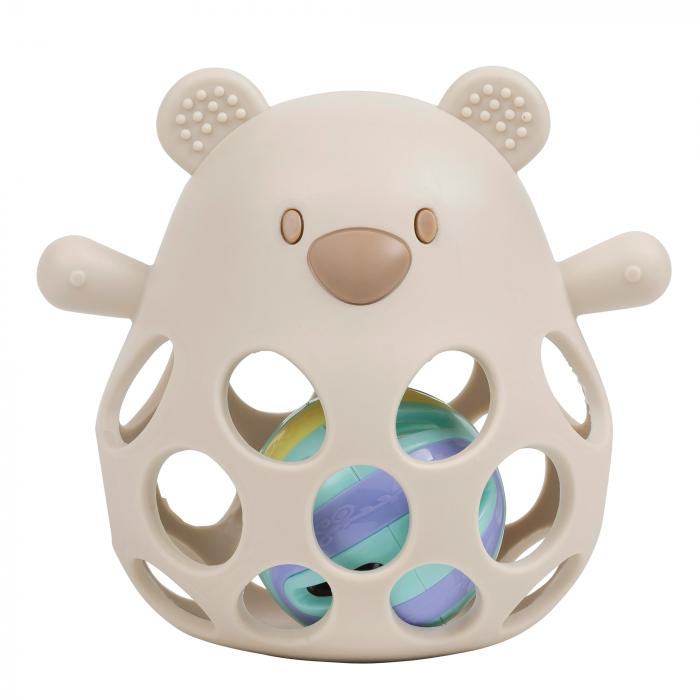 NATTOU Silikoninis meškiukas su kamuoliuku - Smėlinė - Uogų kopos