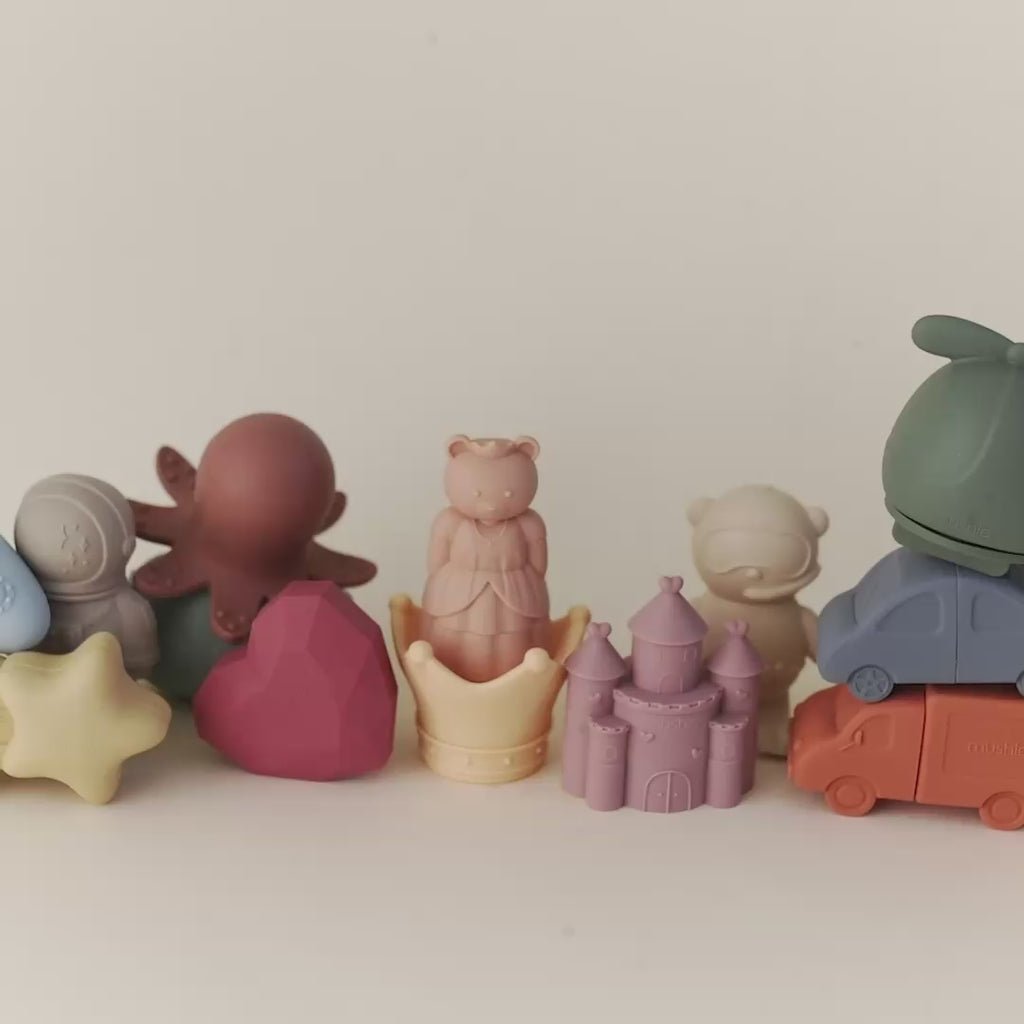 Mushie Silikoninis vonios žaislų rinkinys - Princesė - Uogų kopos