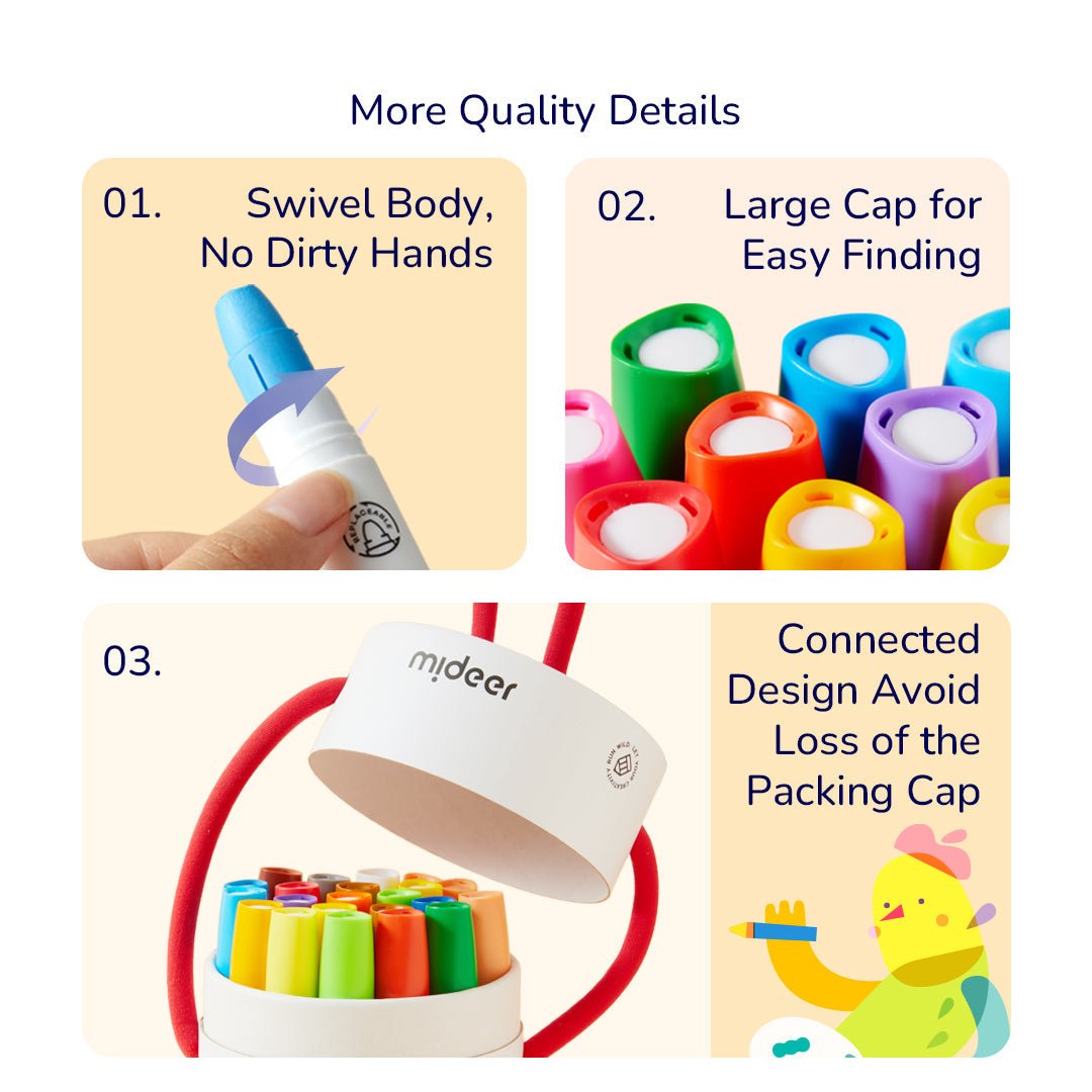 Mideer Šilkinės kreidelės - 24 spalvos - Uogų kopos