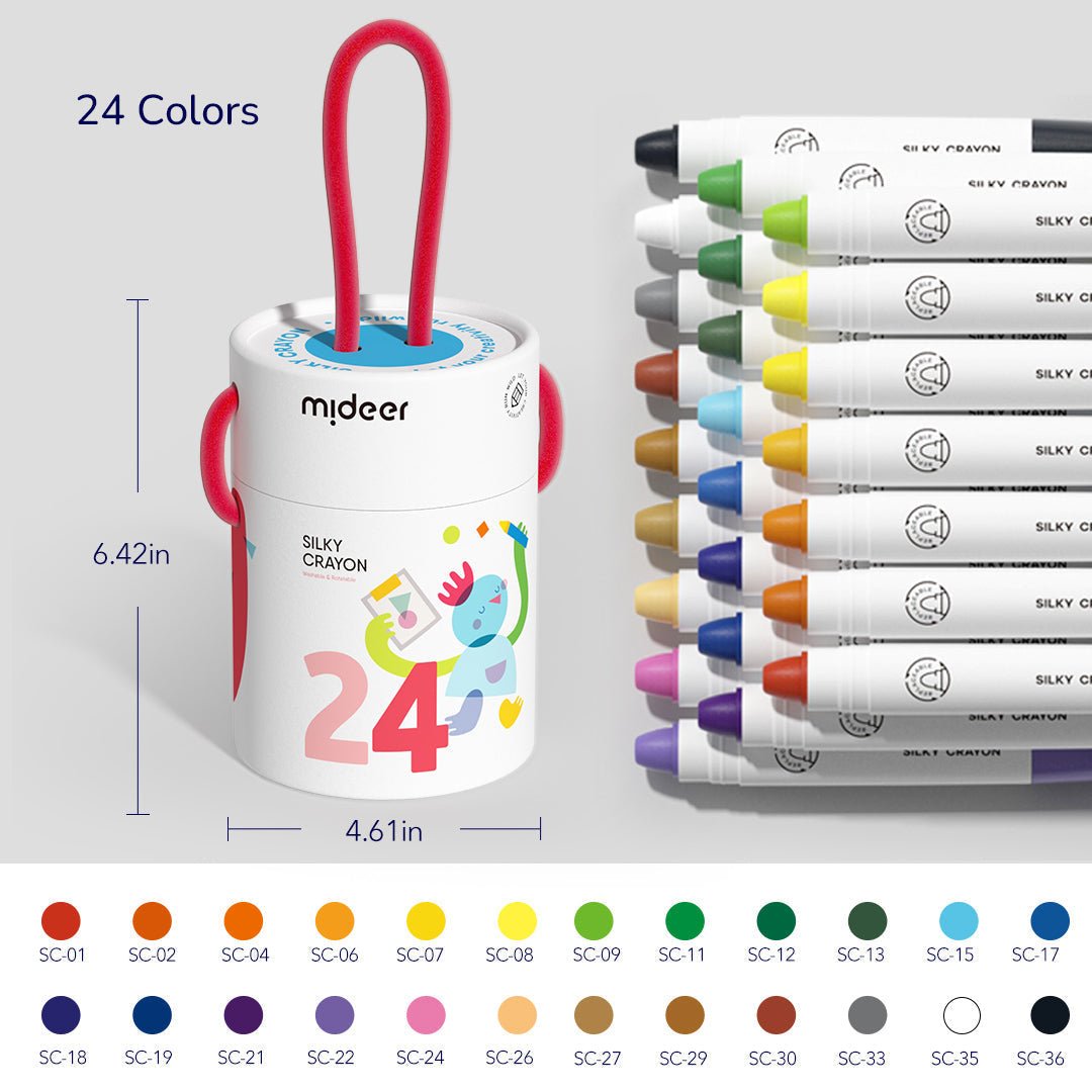 Mideer Šilkinės kreidelės - 24 spalvos - Uogų kopos
