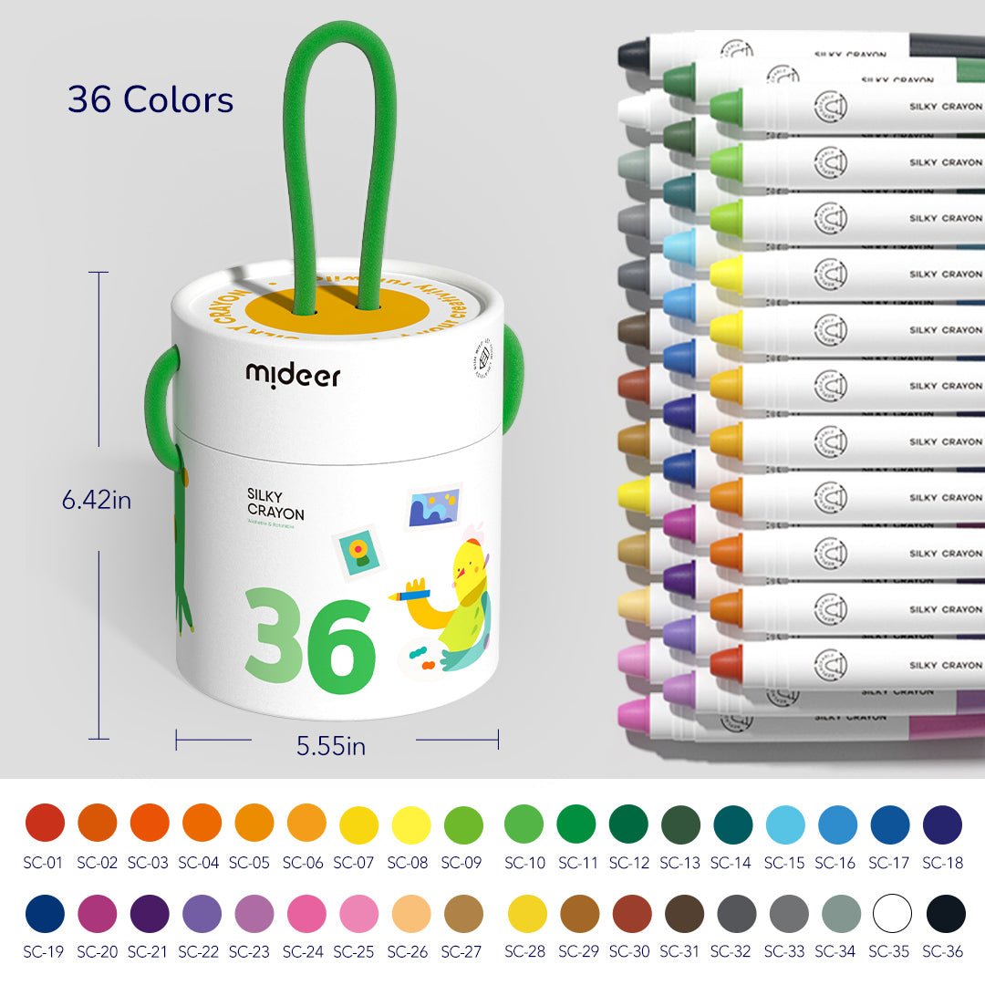 Mideer Šilkinės kreidelės - 36 spalvos - Uogų kopos