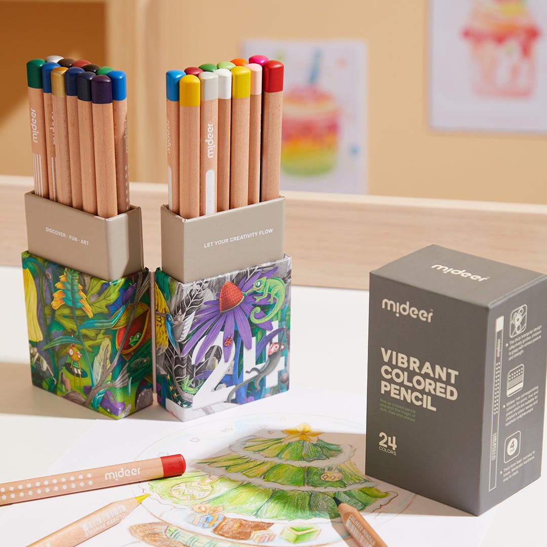 Mideer Spalvoti pieštukai - 24 spalvos - Uogų kopos