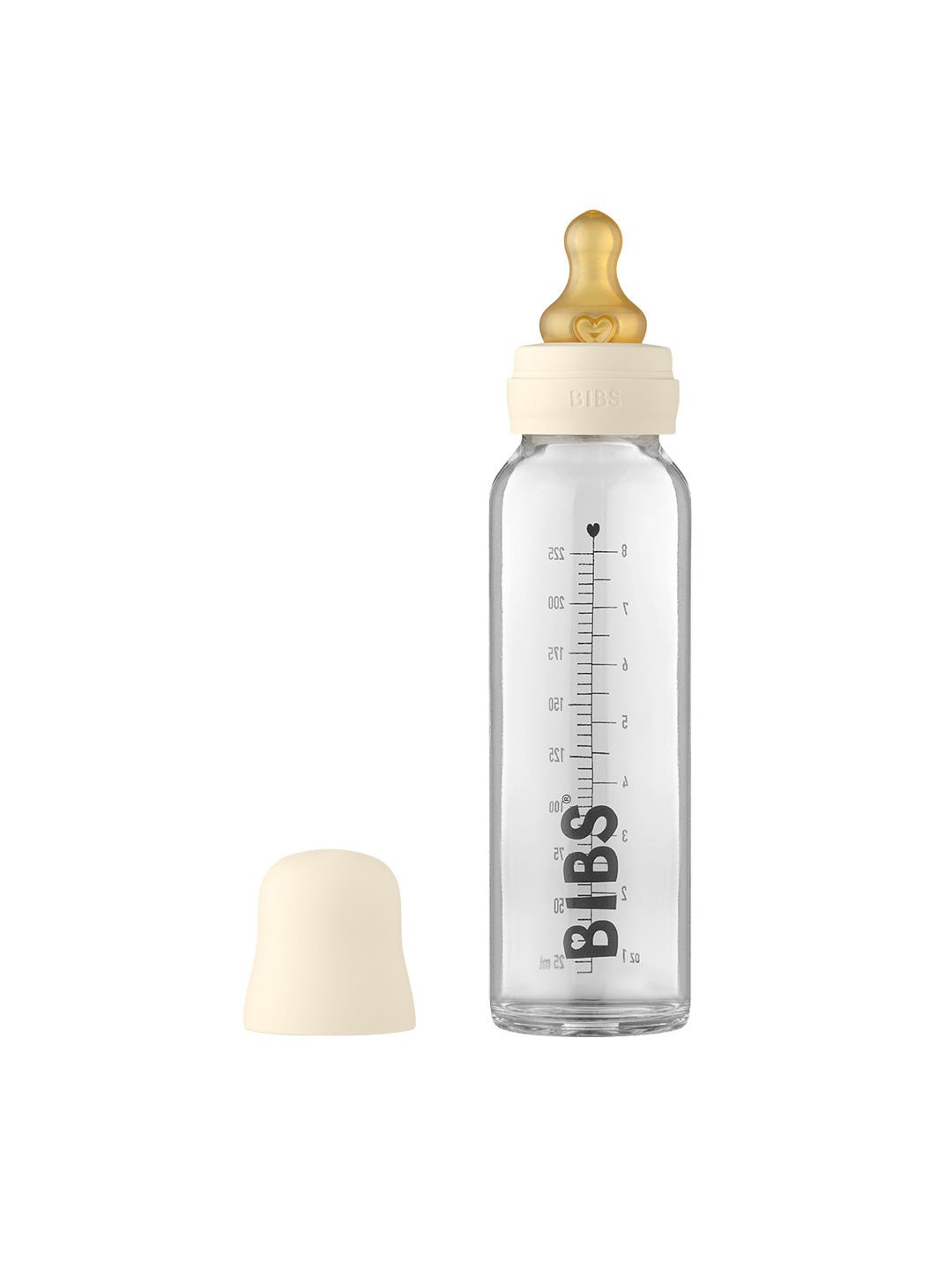 BIBS Stiklinis kūdikio buteliukas, pilnas komplektas 225ml - Ivory - Uogų kopos