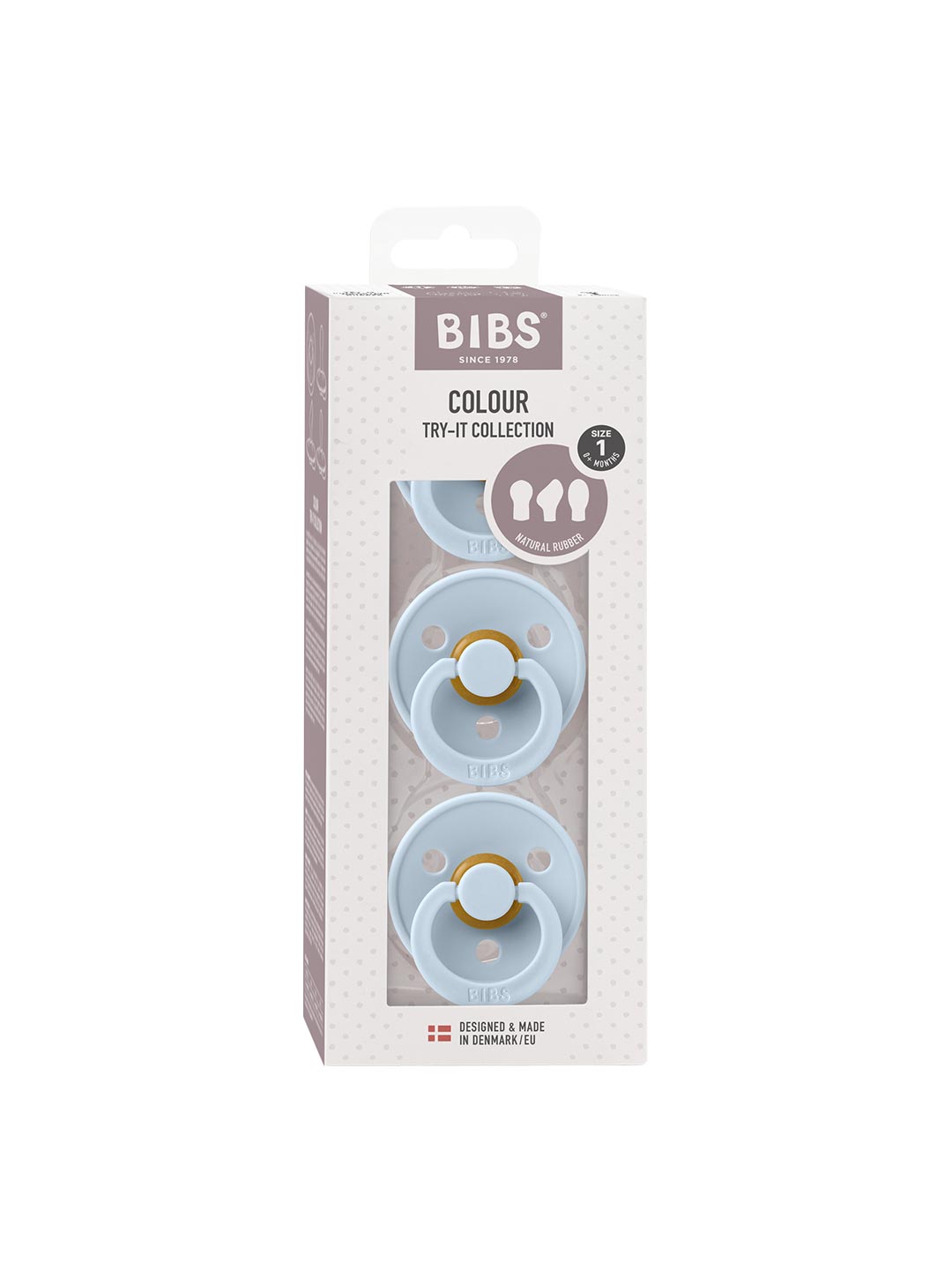 BIBS Try - It pirmieji kūdikio čiulptukai 3vnt. - Baby Blue - Uogų kopos