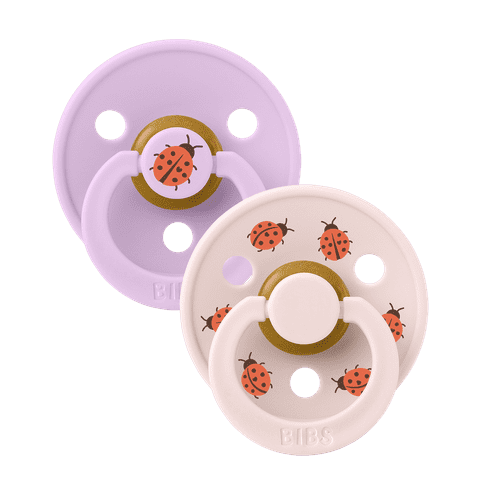 BIBS Urban Garden apvalūs čiulptukai 2vnt. - Ladybug Violet Sky Mix - Uogų kopos