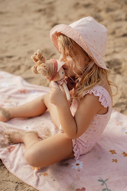 Little Dutch Užrišama dvipusė kepurė nuo saulės "Little Pink Flowers/Vintage Pink" - Uogų kopos