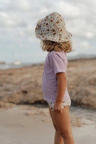 Little Dutch Užrišama dvipusė kepurė nuo saulės "Vintage Little Flowers/Mauve" - Uogų kopos