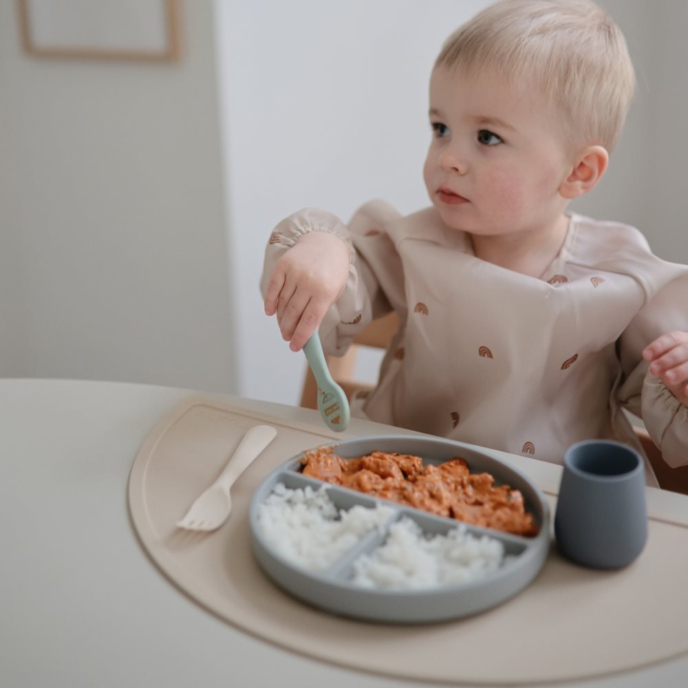 Mushie Vaikiški silikoniniai pradedančiųjų šaukšteliai 2vnt. - Ruda/Smėlinė - Uogų kopos