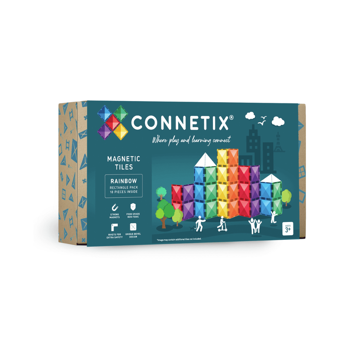 Connetix 18 vnt. Connetix stačiakampių rinkinys - Rainbow Rectangle - Uogų kopos