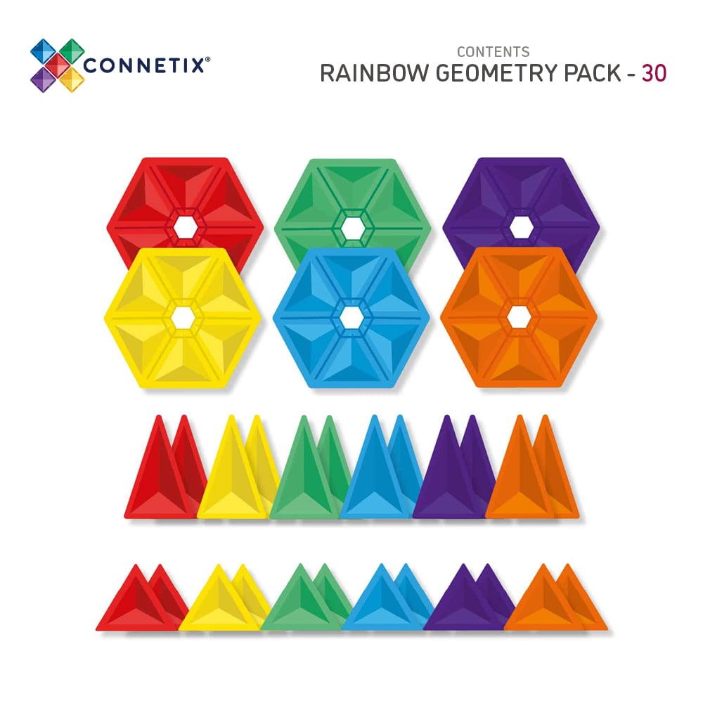 Connetix 30 vnt. Connetix „Geometry“ rinkinys - Rainbow Geometry Pack - Uogų kopos