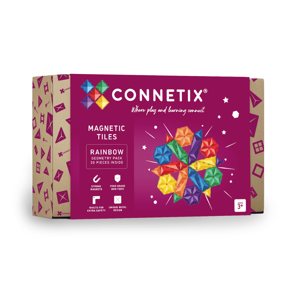 Connetix 30 vnt. Connetix „Geometry“ rinkinys - Rainbow Geometry Pack - Uogų kopos