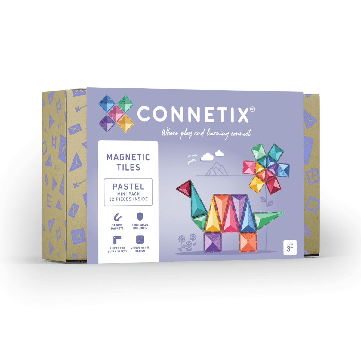 Connetix 32 vnt. Connetix pastelinis mini rinkinys - Pastel Mini Pack - Uogų kopos