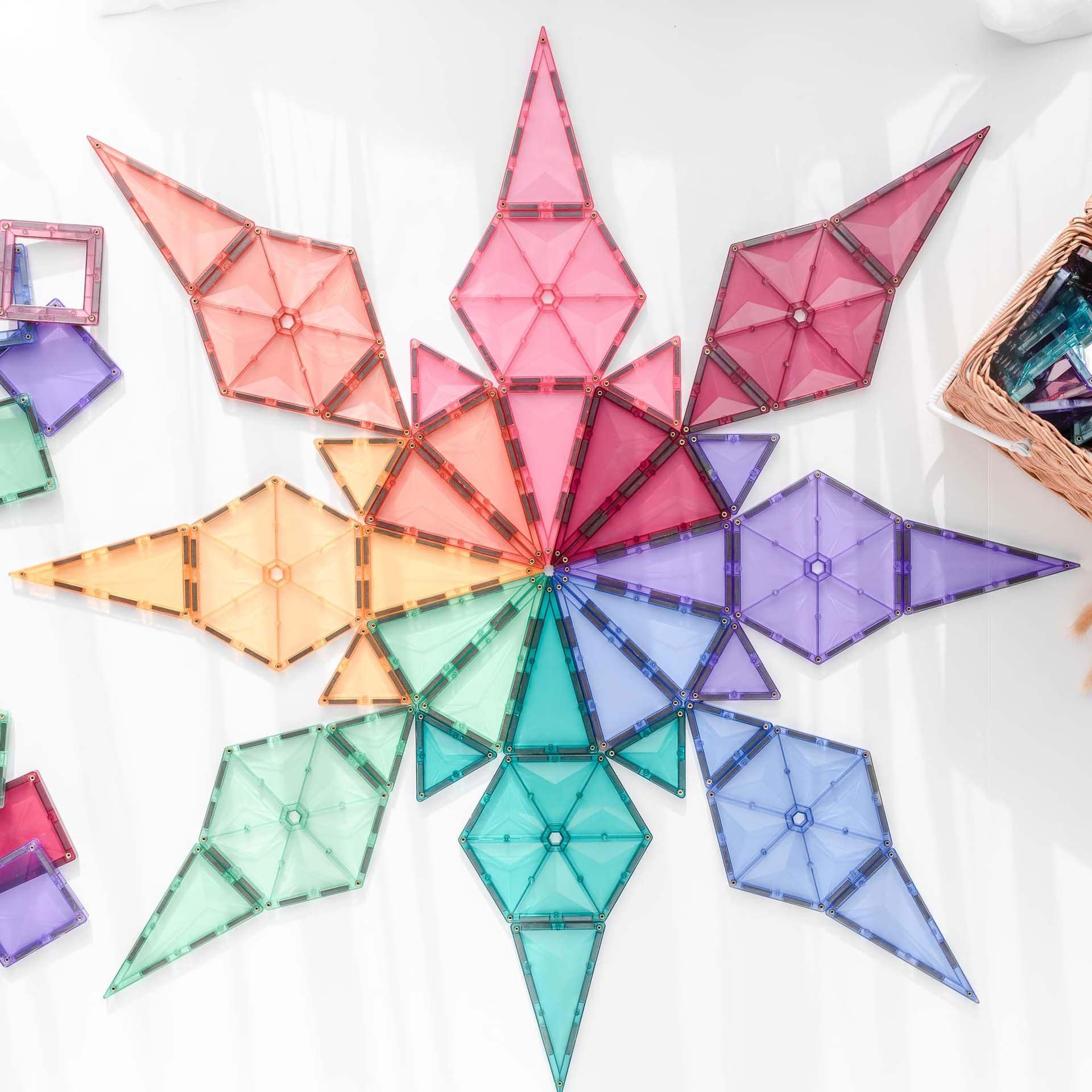Connetix 40 vnt. Connetix pastelinis „Geometry“ rinkinys - Pastel Geometry Pack - Uogų kopos