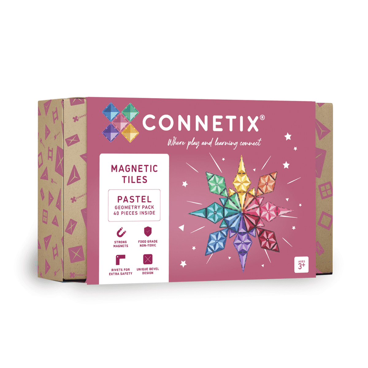 Connetix 40 vnt. Connetix pastelinis „Geometry“ rinkinys - Pastel Geometry Pack - Uogų kopos