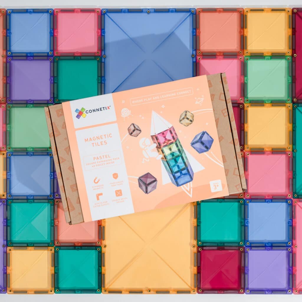Connetix 40 vnt. Connetix pastelinis kvadratų rinkinys - Pastel Square Pack - Uogų kopos