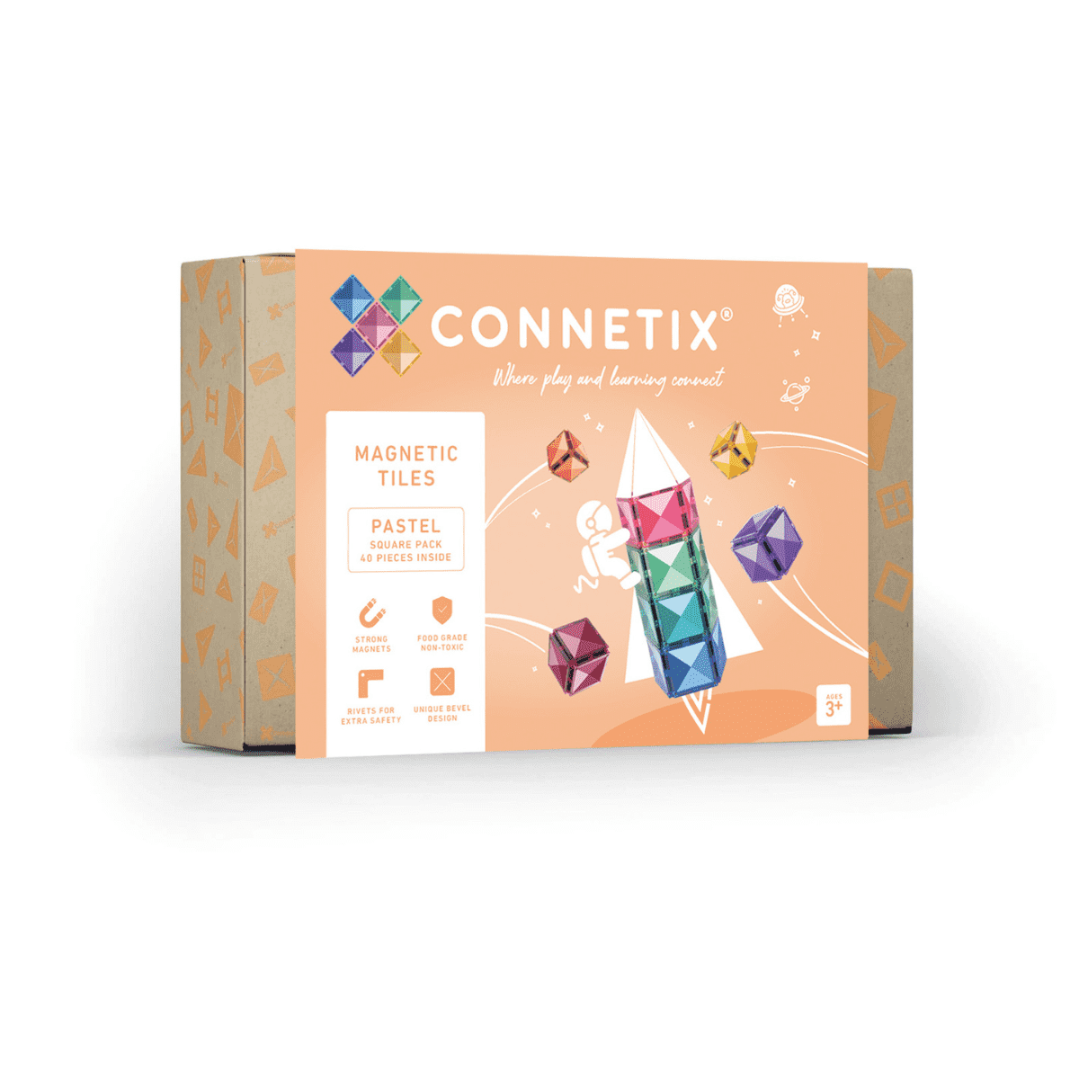 Connetix 40 vnt. Connetix pastelinis kvadratų rinkinys - Pastel Square Pack - Uogų kopos