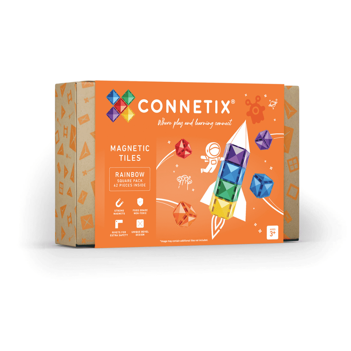 Connetix 42 vnt. Connetix kvadratų rinkinys - Rainbow Square Pack - Uogų kopos