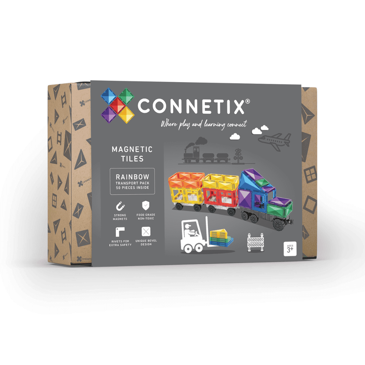Connetix 50 vnt. Connetix transporto rinkinys - Rainbow Transport Pack - Uogų kopos