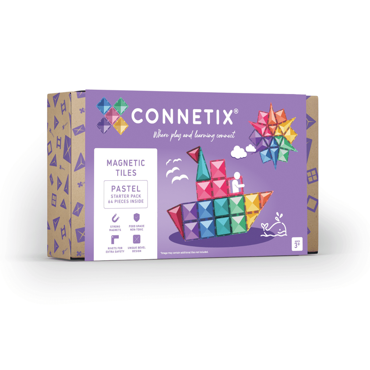 Connetix 64 vnt. Connetix pastelinis "Starter" rinkinys - Pastel Starter Pack - Uogų kopos