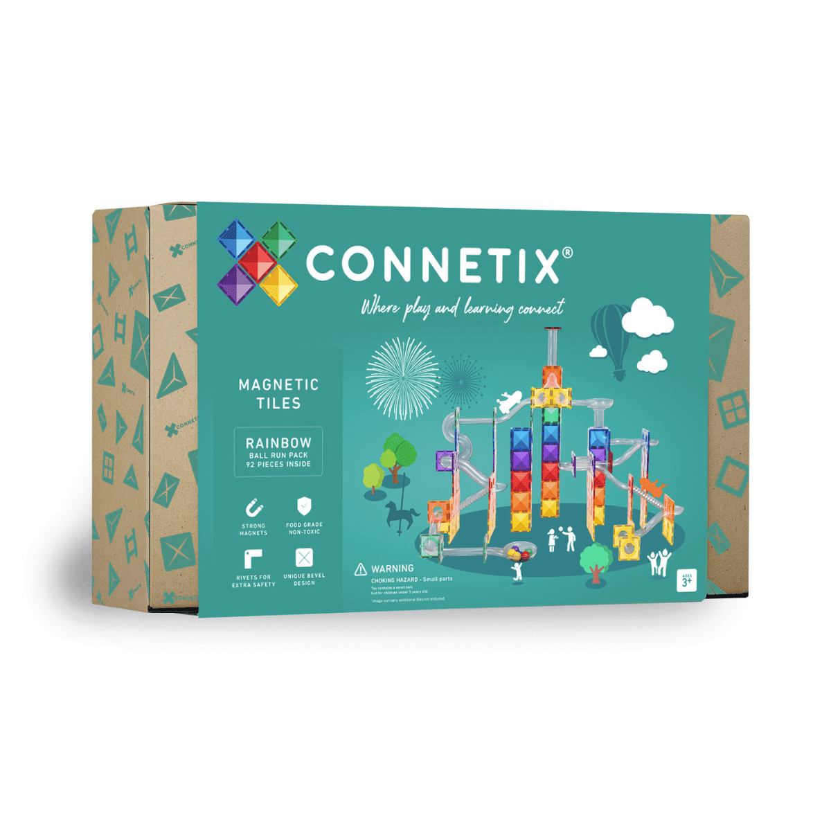 Connetix 92 vnt. Connetix rutuliukų trasos rinkinys - Rainbow Ball Run Pack - Uogų kopos
