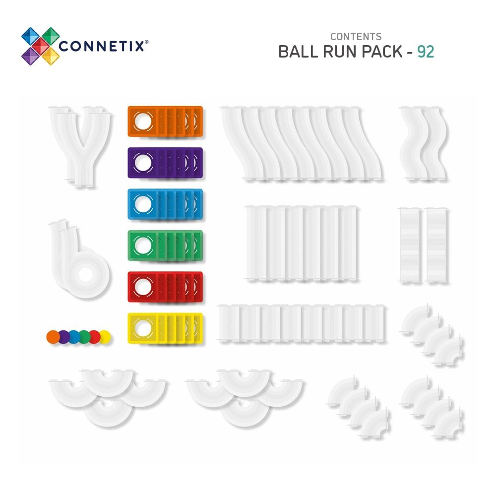 Connetix 92 vnt. Connetix rutuliukų trasos rinkinys - Rainbow Ball Run Pack - Uogų kopos