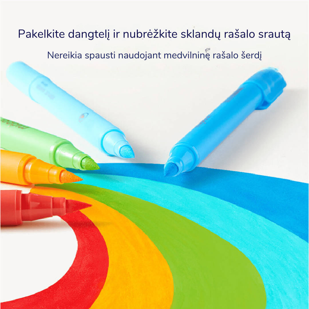Mideer Akriliniai markeriai flomasteriai minkštu antgaliu - 12 spalvų - Uogų kopos