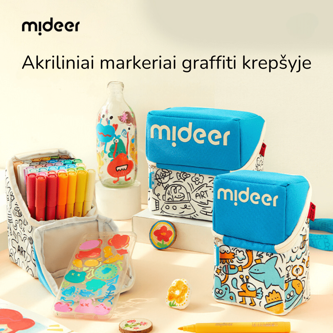 Mideer Akriliniai markeriai "graffiti" krepšyje - 24 spalvos - Uogų kopos
