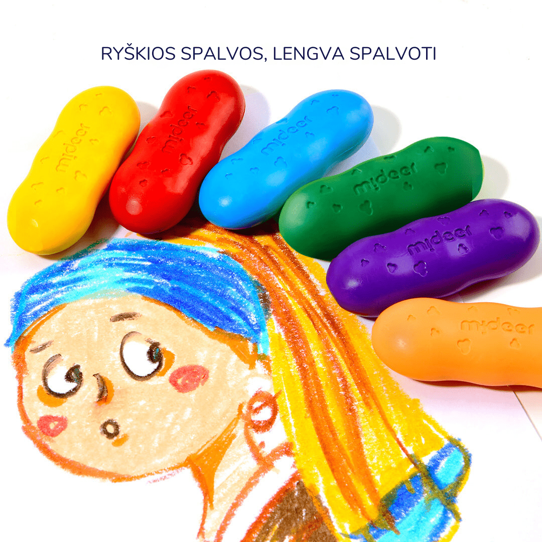 Mideer Bičių vaško kreidelės "Pupelės" - 12 spalvų - Uogų kopos
