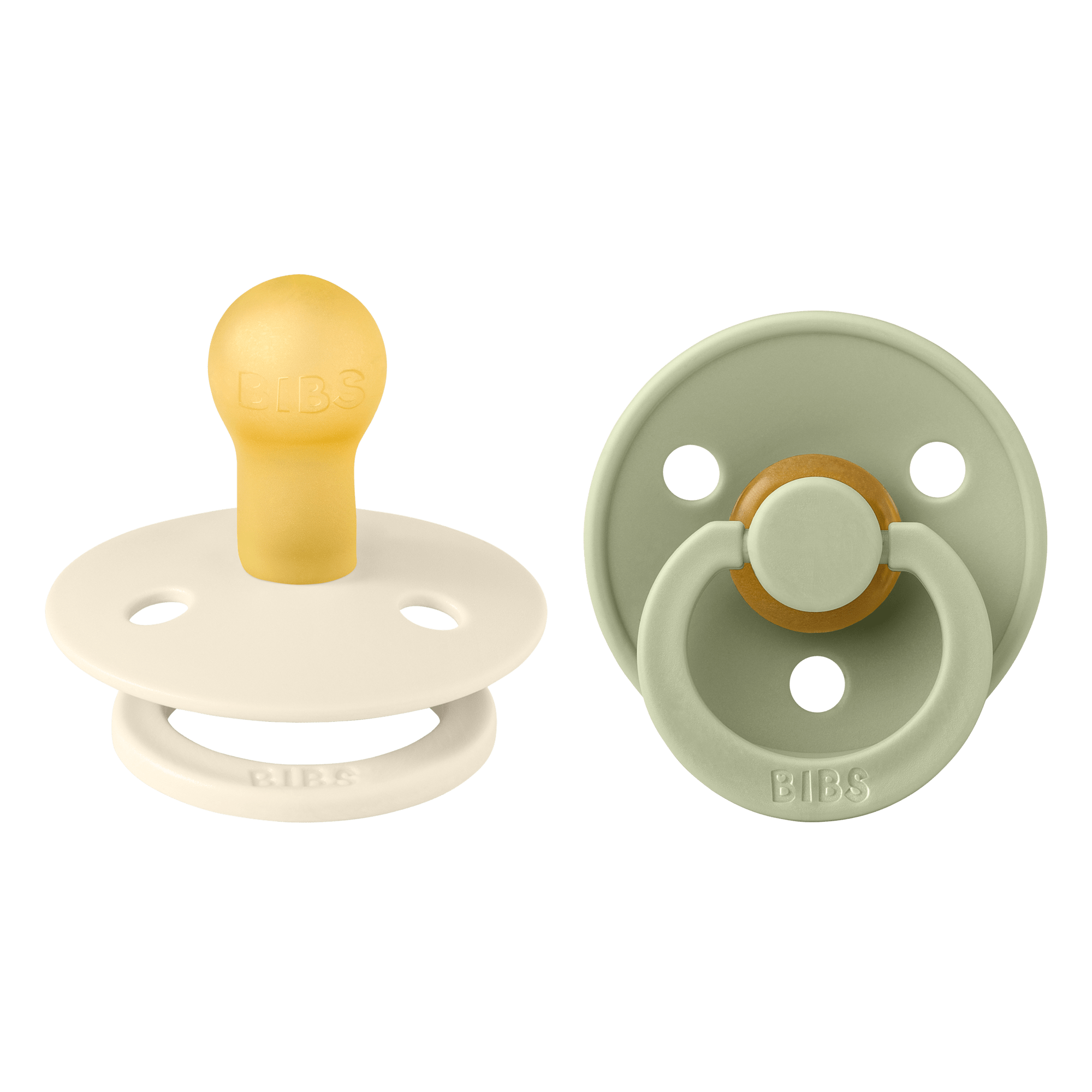 BIBS Colour apvalūs čiulptukai 2vnt. - Ivory/Sage - Uogų kopos