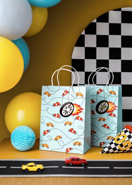 PartyDeco Dovanų maišelis „Automobiliai“, 10,5 x 18 x 25 cm - Uogų kopos