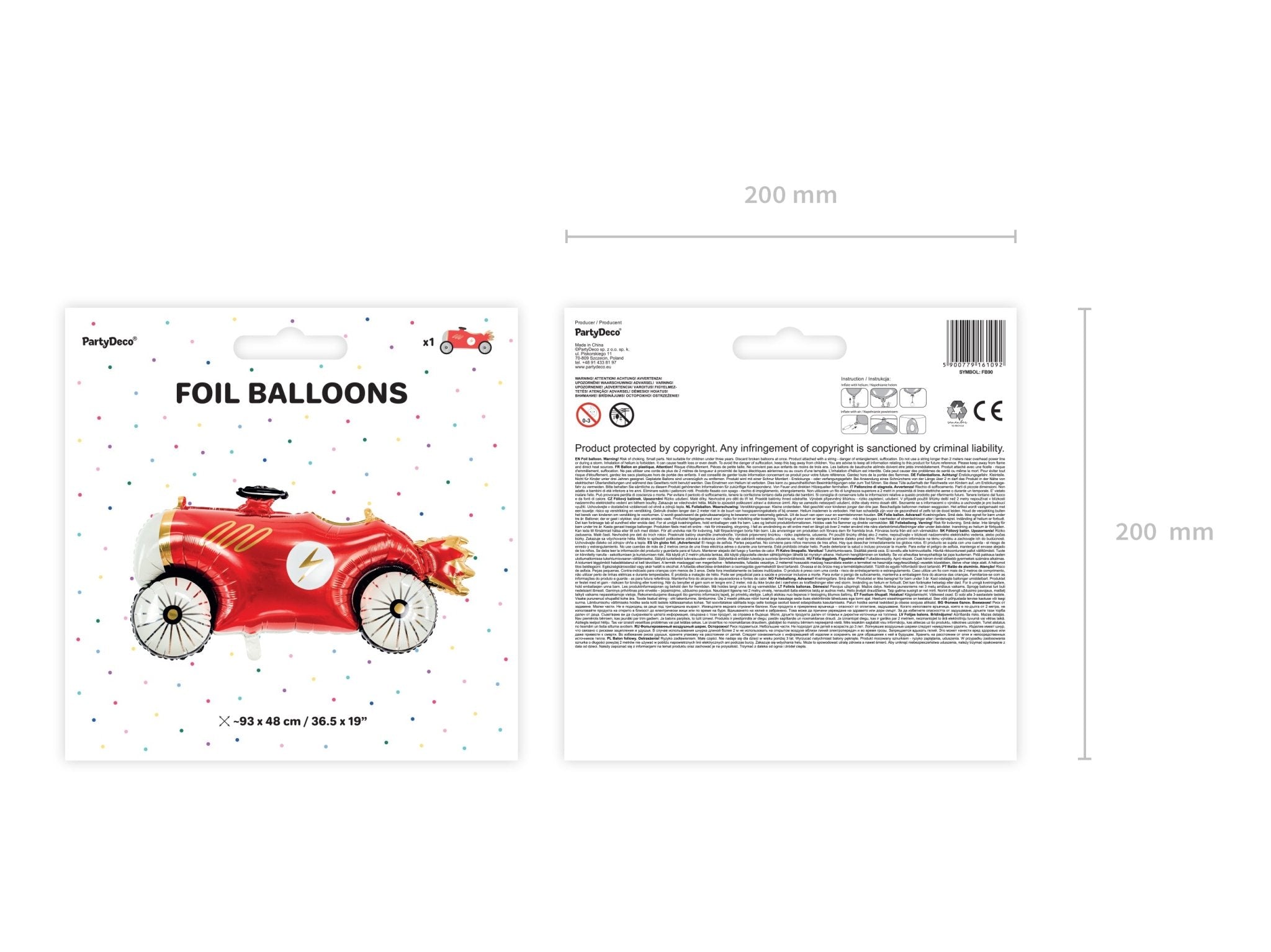 PartyDeco Folinis balionas „Automobilis“, 111 x 63 cm - Uogų kopos