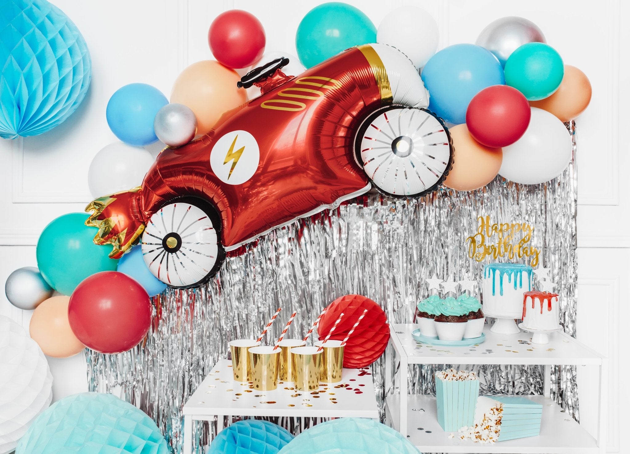 PartyDeco Folinis balionas „Automobilis“, 111 x 63 cm - Uogų kopos