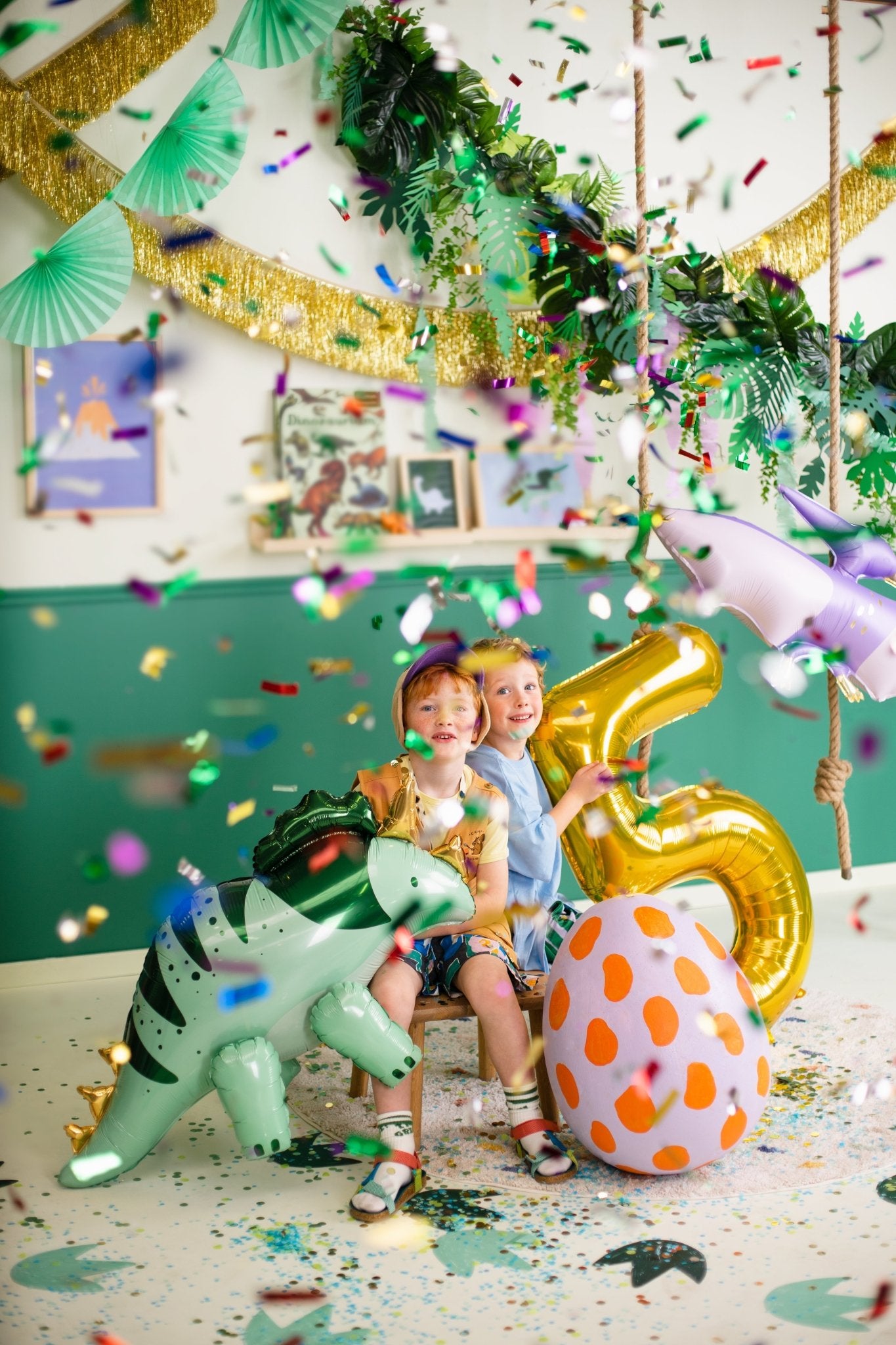 PartyDeco Folinis balionas „Dinozauras“, 101 x 60,5 cm - Uogų kopos
