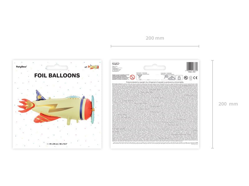 PartyDeco Folinis balionas „Lėktuvas“ 91x39 cm - Uogų kopos