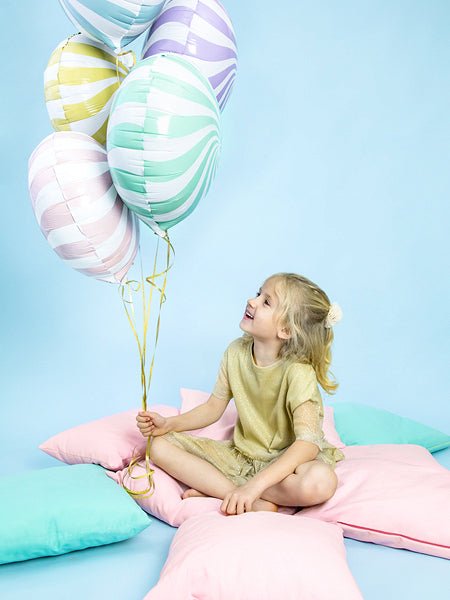 PartyDeco Folinis balionas „Saldainis“, 35 cm - Šviesiai mėlynas - Uogų kopos