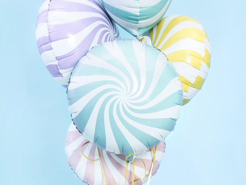 PartyDeco Folinis balionas „Saldainis“, 35 cm - Šviesiai mėlynas - Uogų kopos
